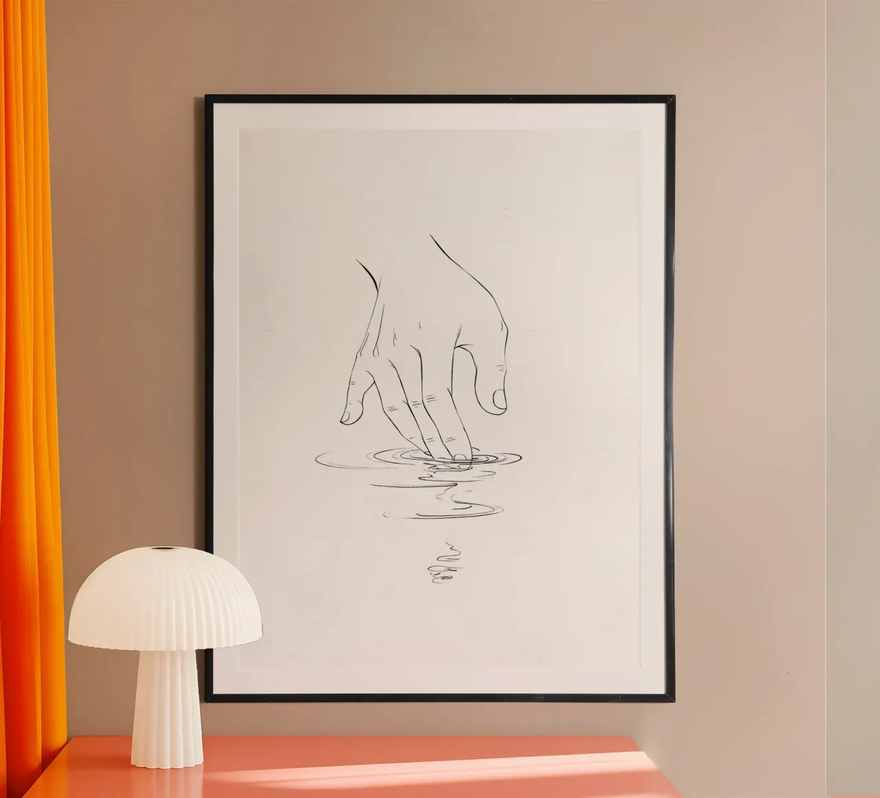 Mano sull'acqua Line Art minimalista carta hahnemühle da Viv Line Art