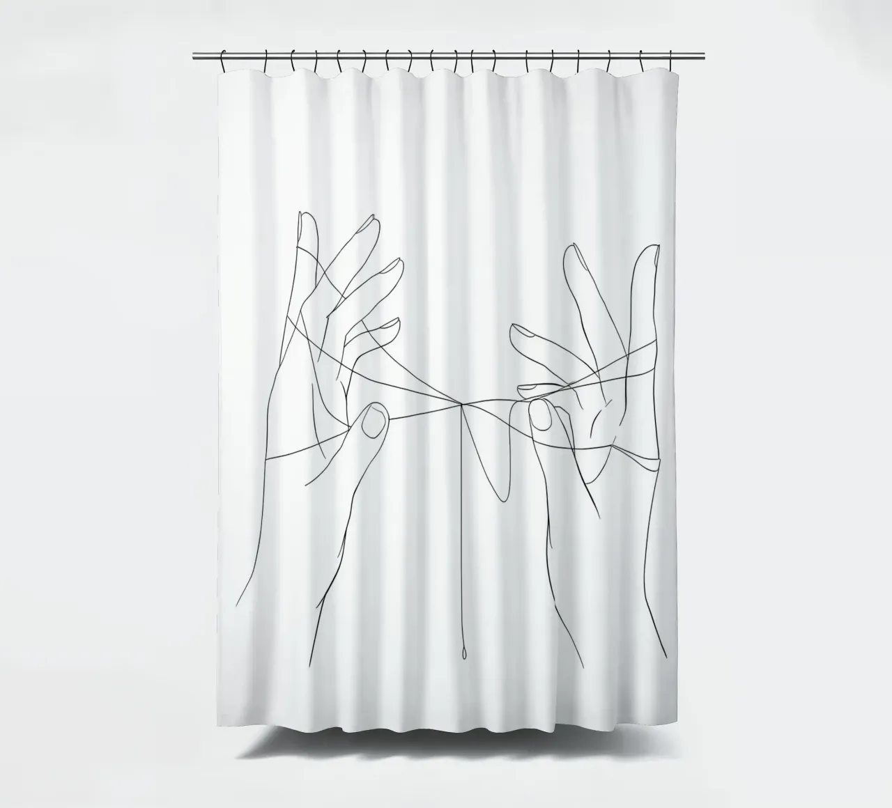 Hand Interaction Minimalist Line Art Duschvorhang von Viv Line Art