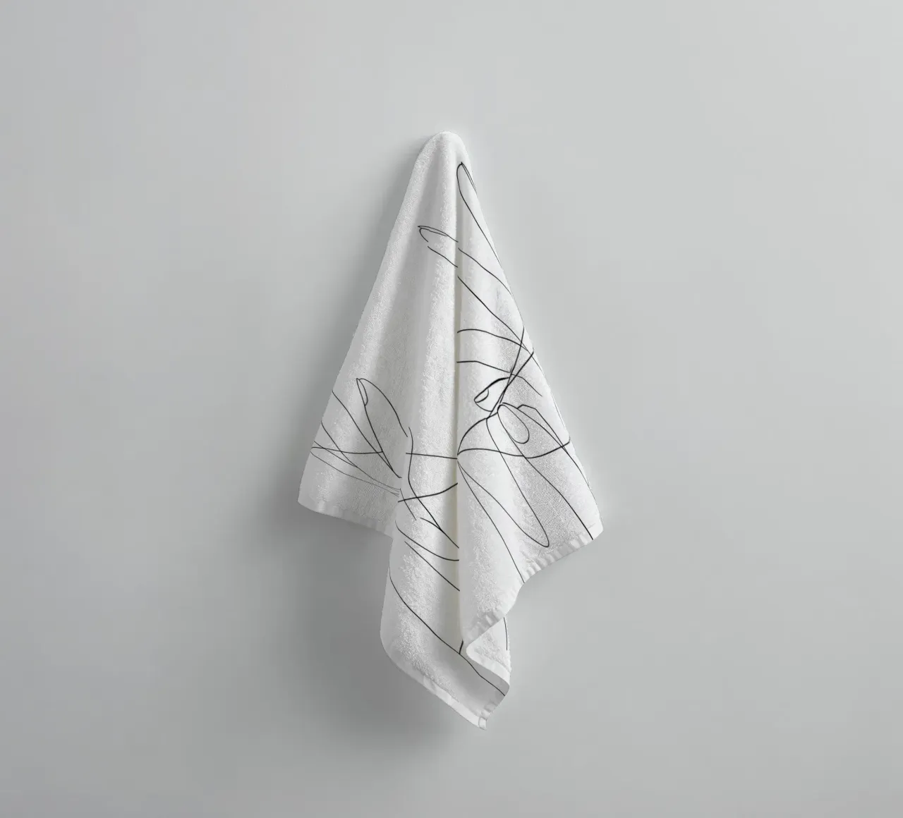 Hand Interaction Minimalist Line Art towel by Viv Line Art