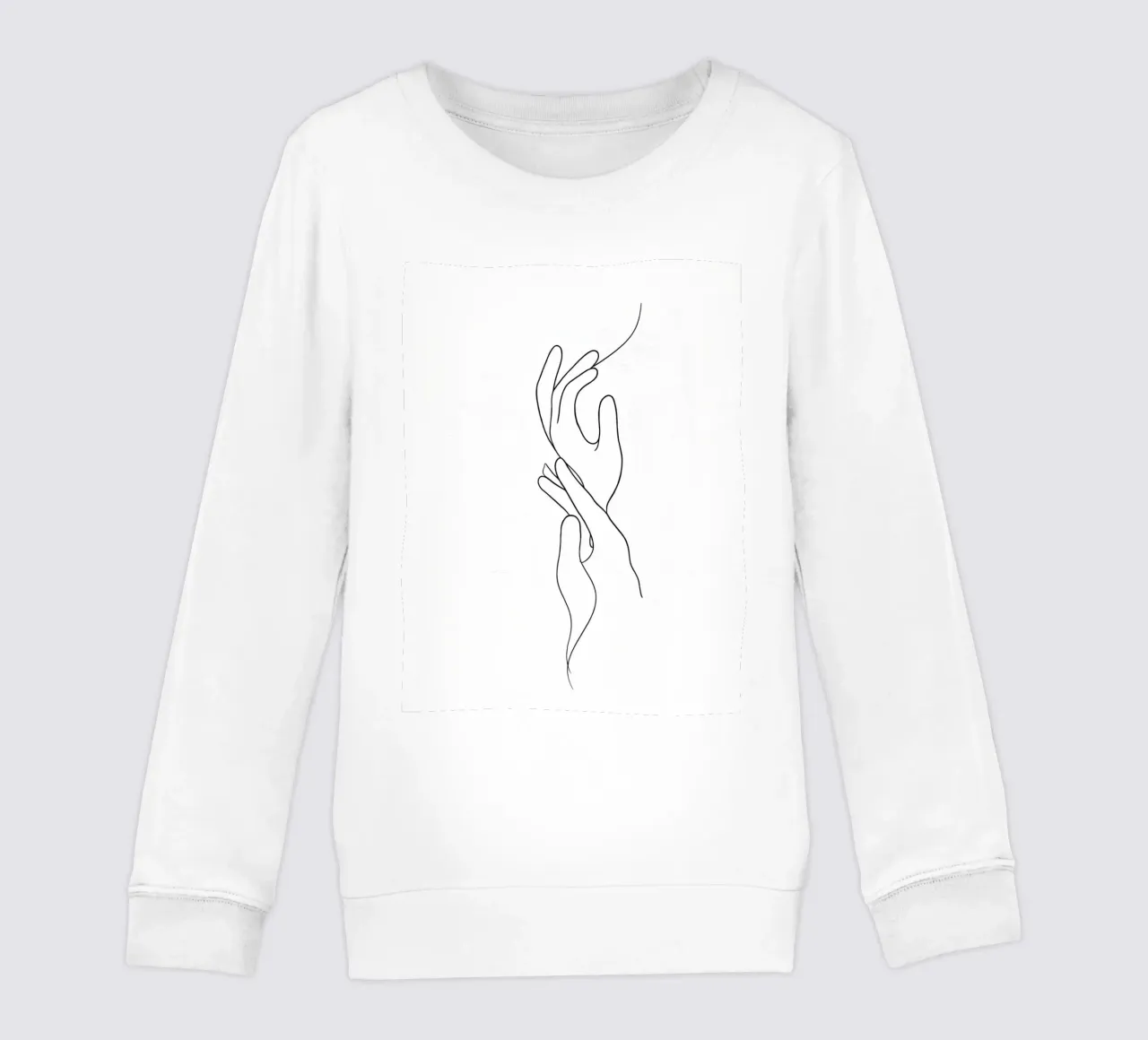Mani connesse 3 arte lineare minimalista felpa bambino da Viv Line Art
