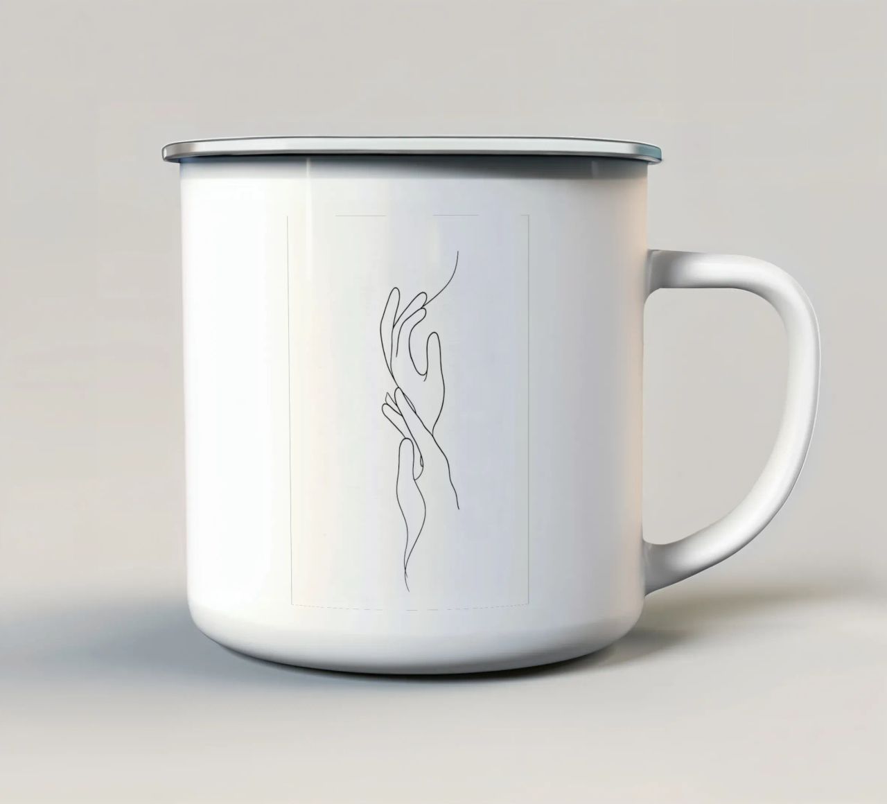 Mani connesse 3 arte lineare minimalista tazza in smalto da Viv Line Art