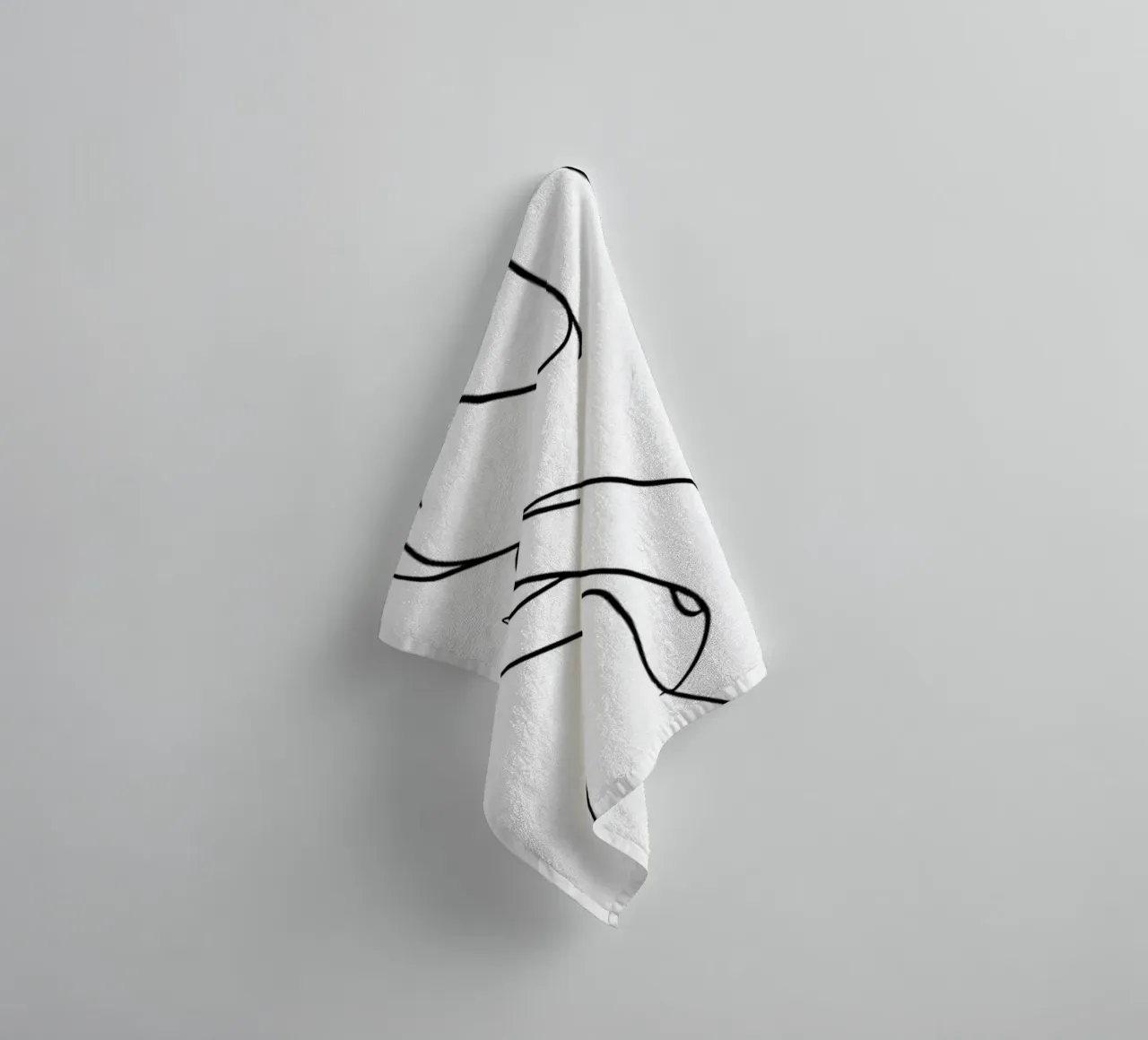 Connected Hands 3 Minimalist Line Art towel by Viv Line Art