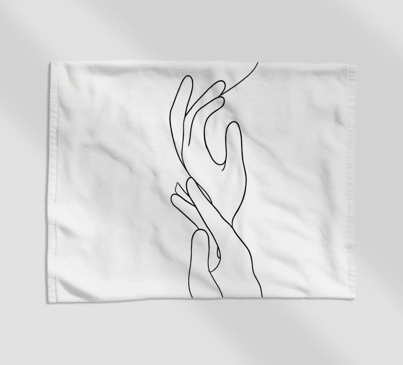 Mani connesse 3 arte lineare minimalista telo mare da Viv Line Art