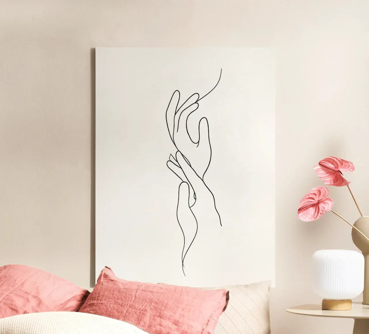 Connected Hands 3 Minimalist Line Art canvas by Viv Line Art