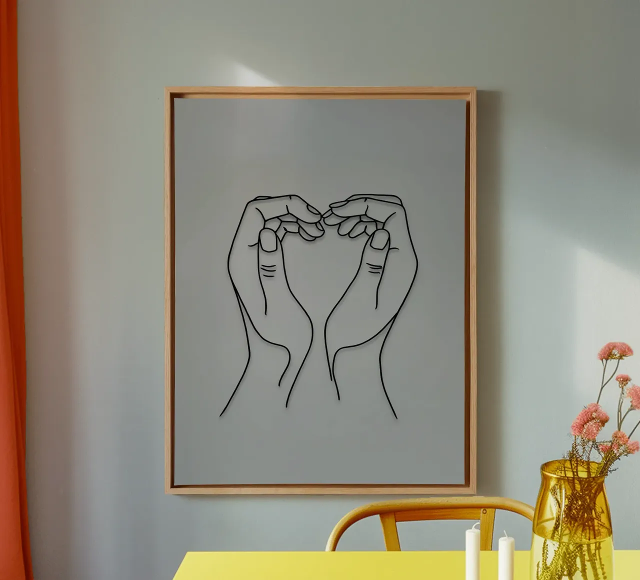 Amore 3 Line Art minimalista tela con Cornice a cassetta da Viv Line Art