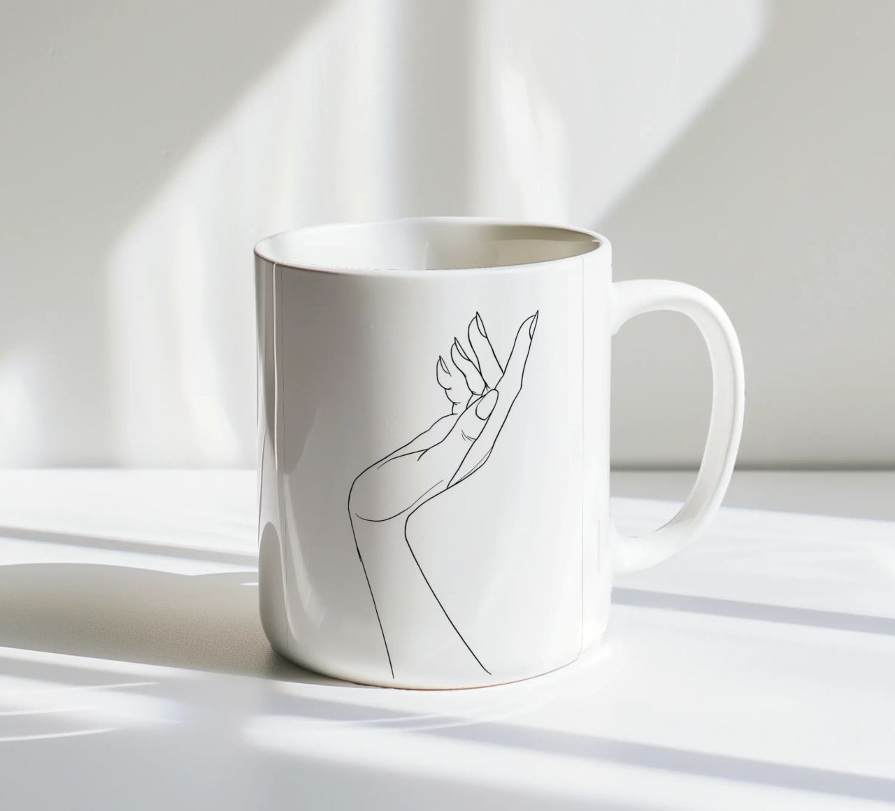 Linea d'arte minimalista a mano aperta tazza in ceramica da Viv Line Art