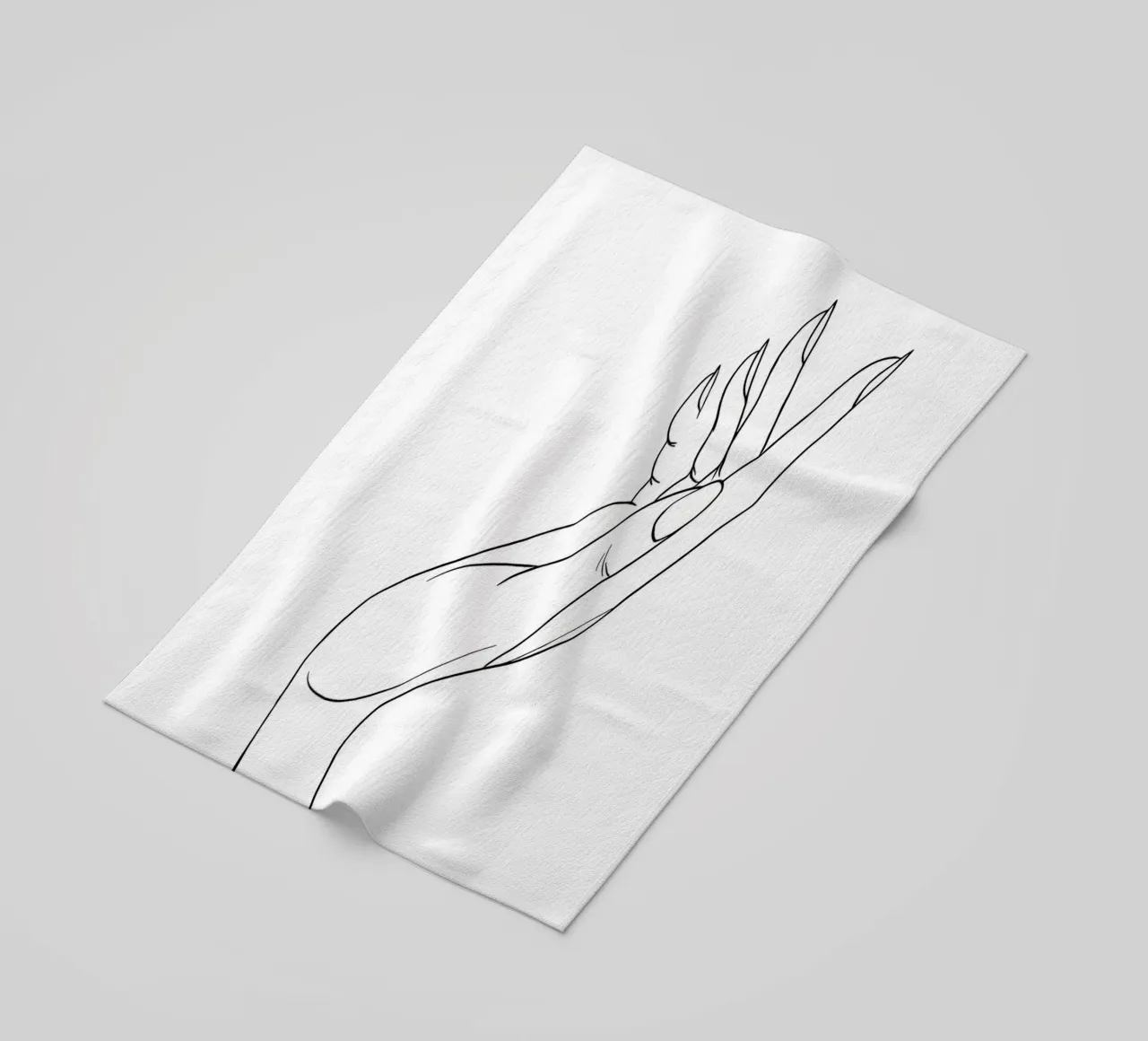 Open Hand Minimalist Line Art beach towel by Viv Line Art