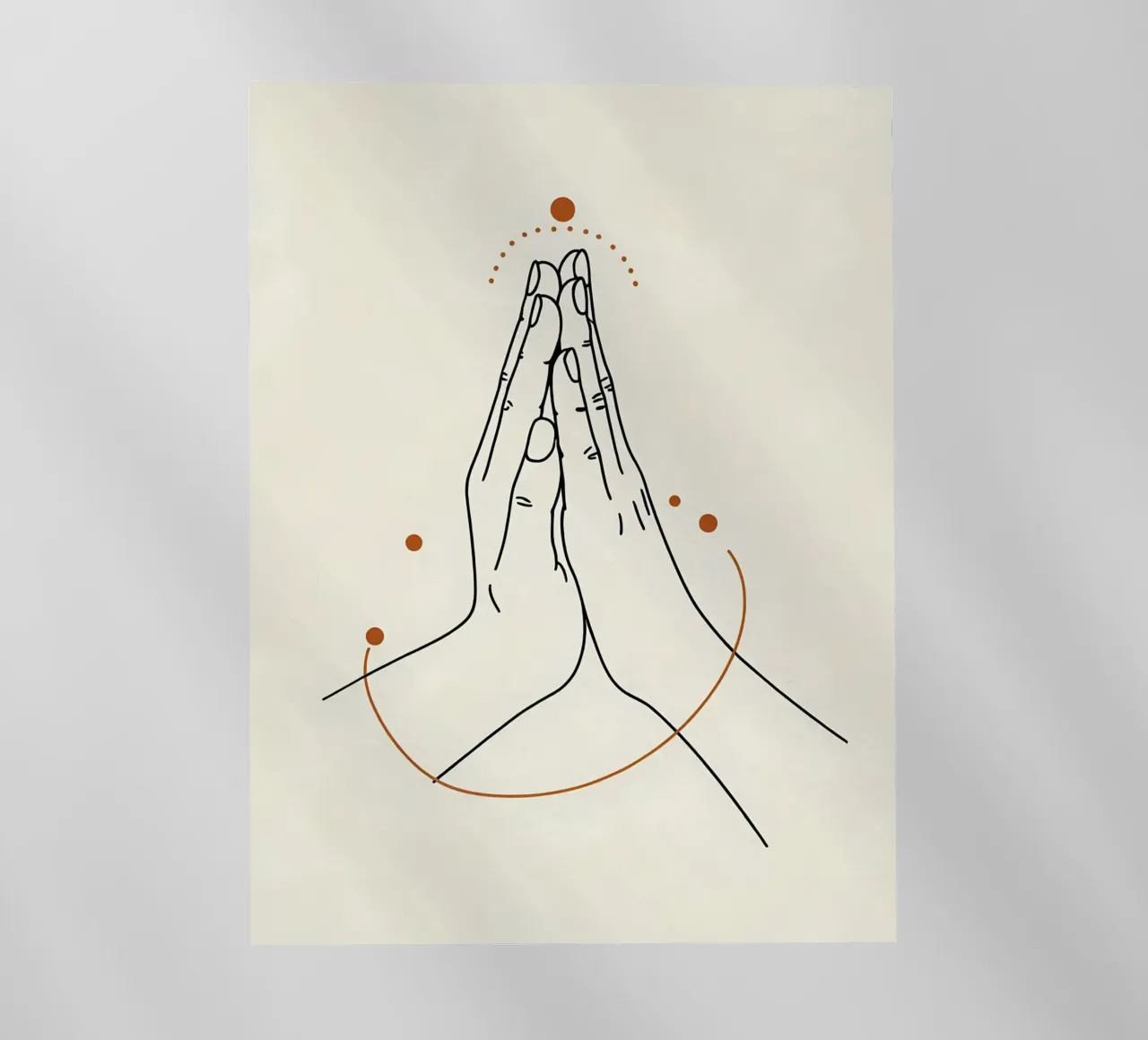 Mani in preghiera Line Art minimalista pellicola backlit da Viv Line Art