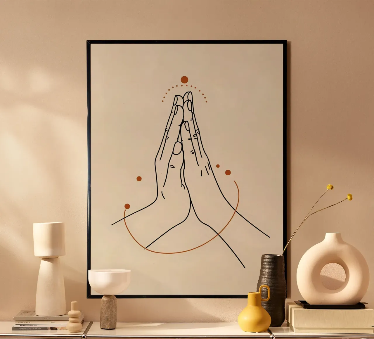 Mani in preghiera Line Art minimalista poster da Viv Line Art