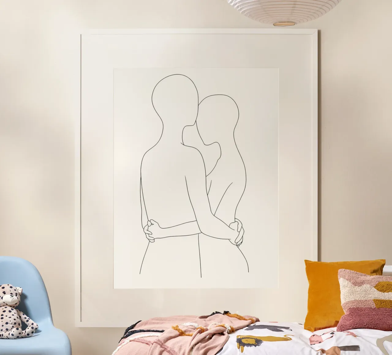 Line art minimaliste di coppia poster con telaio in plastica da Viv Line Art