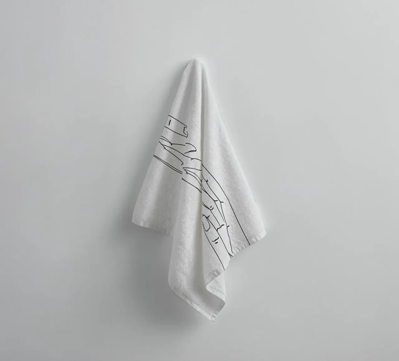 Hand Gesture Minimalist Line Art towel by Viv Line Art