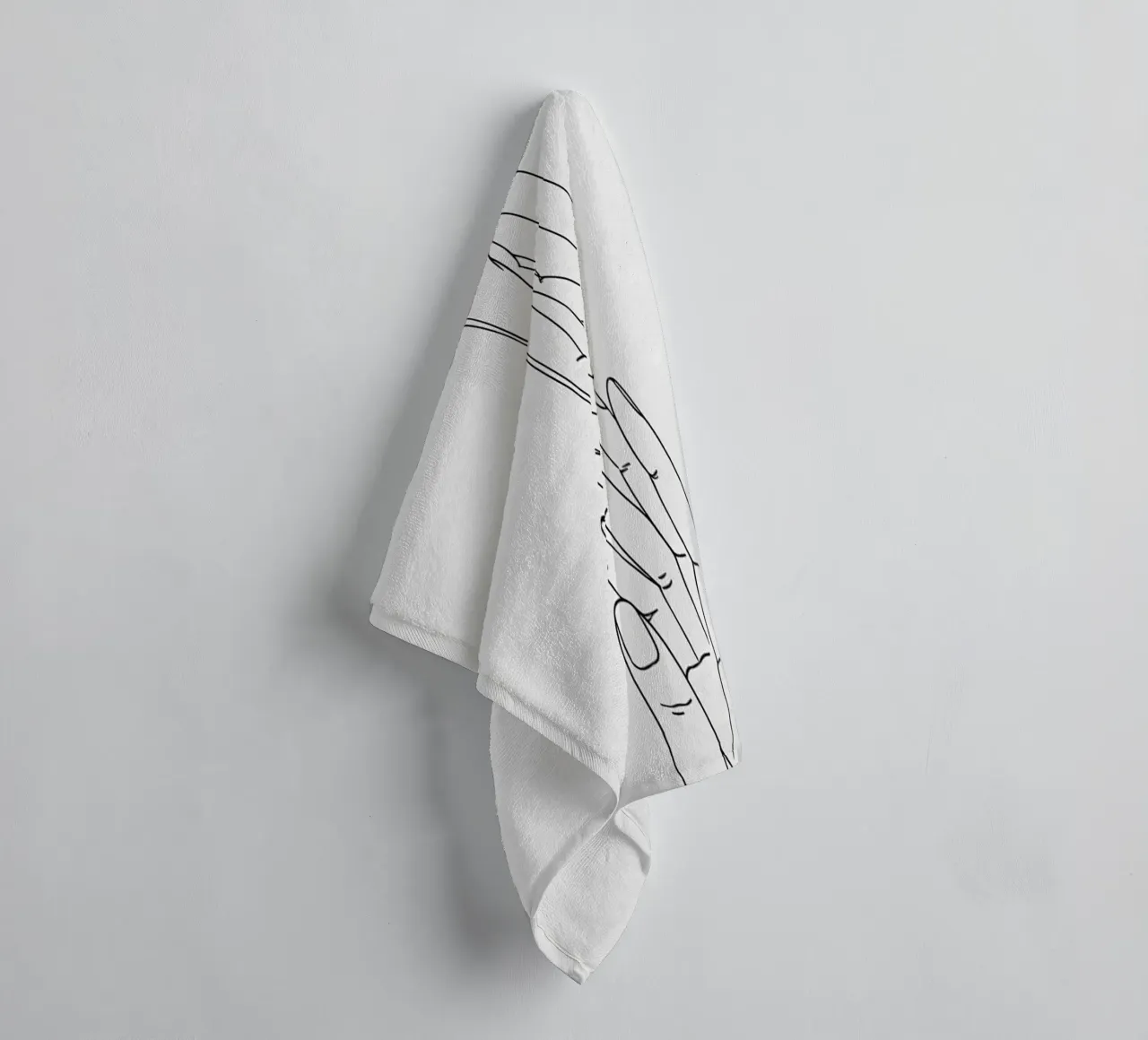 Hand Gesture Minimalist Line Art towel by Viv Line Art