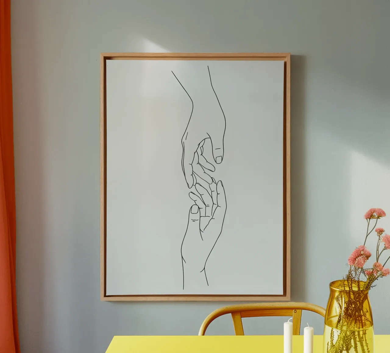Hand Gesture Minimalist Line Art canvas by Viv Line Art