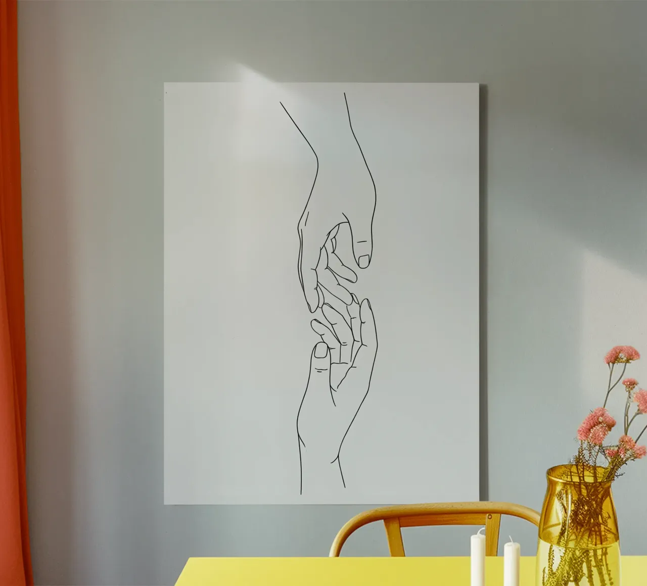 Hand Gesture Minimalist Line Art canvas by Viv Line Art