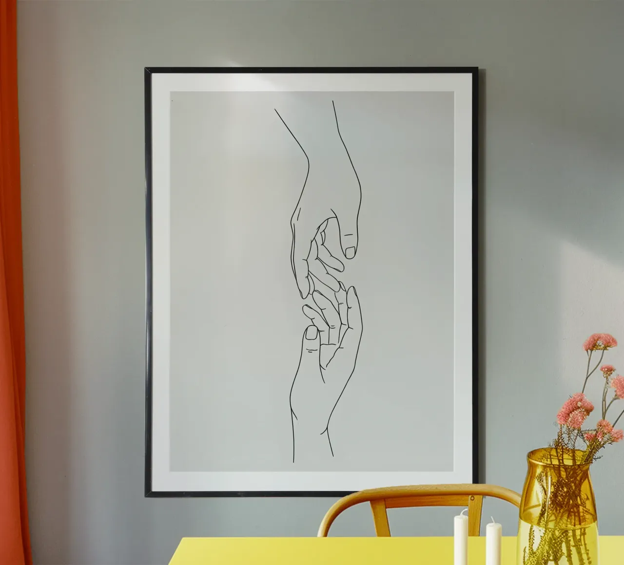 Hand Gesture Minimalist Line Art Hahnemühle von Viv Line Art