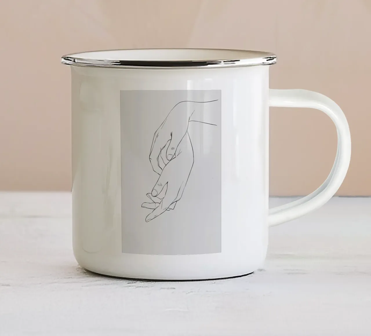Gesto della mano Line Art minimalista tazza in smalto da Viv Line Art