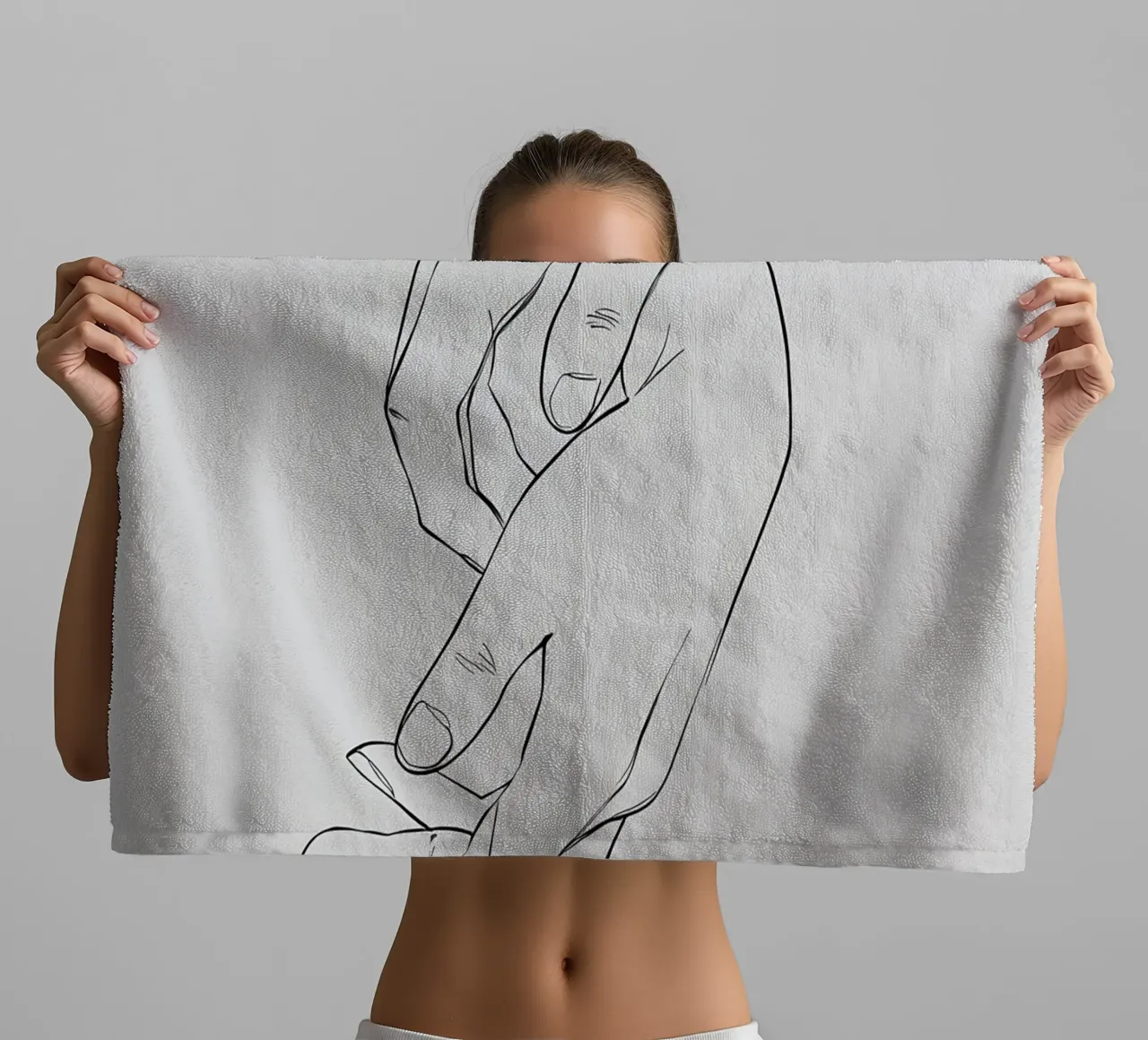 Hand Gesture Minimalist Line Art serviette de bain de Viv Line Art