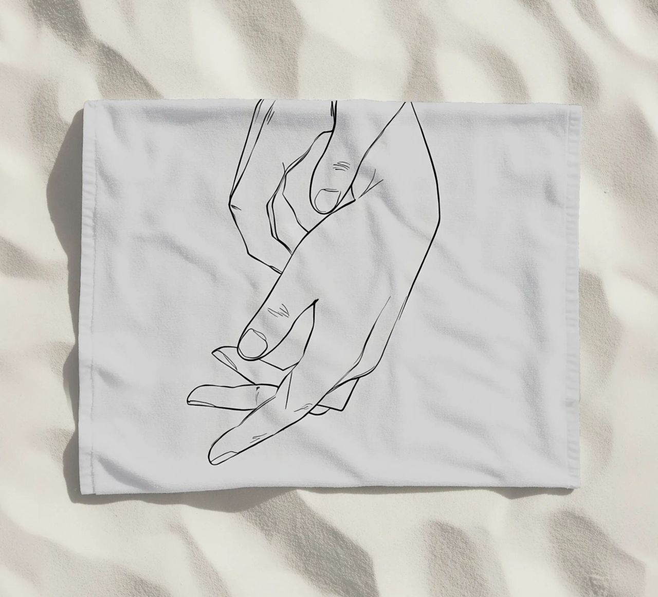 Gesto della mano Line Art minimalista telo mare da Viv Line Art