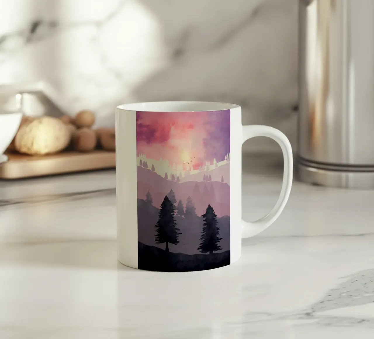Nebbia della foresta estiva tazza in ceramica da Albert S Jacob
