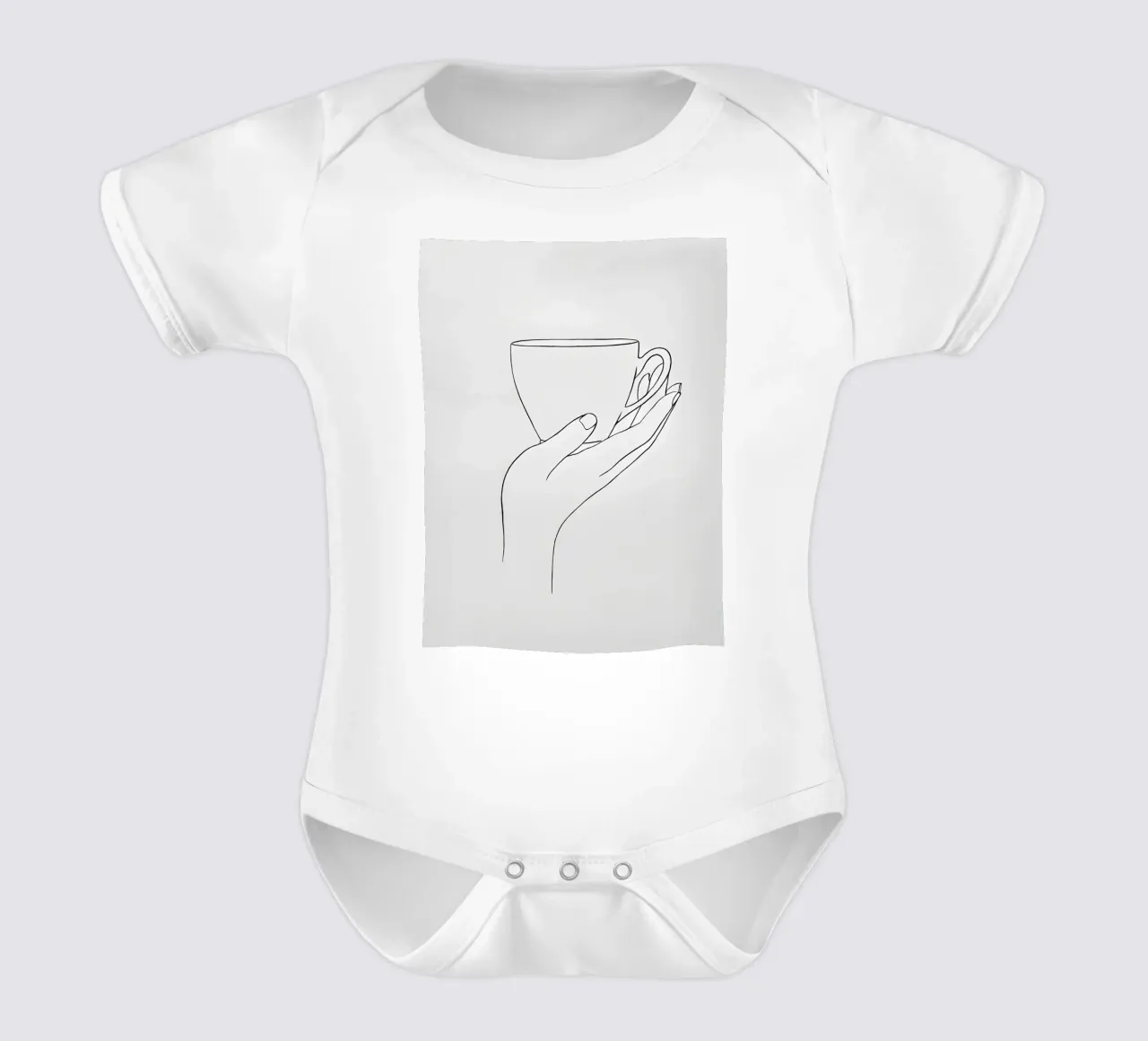 Give Me A Cup Of Tea (Dammi una tazza di tè) Line art minimalista body neonato maniche corte da Viv Line Art