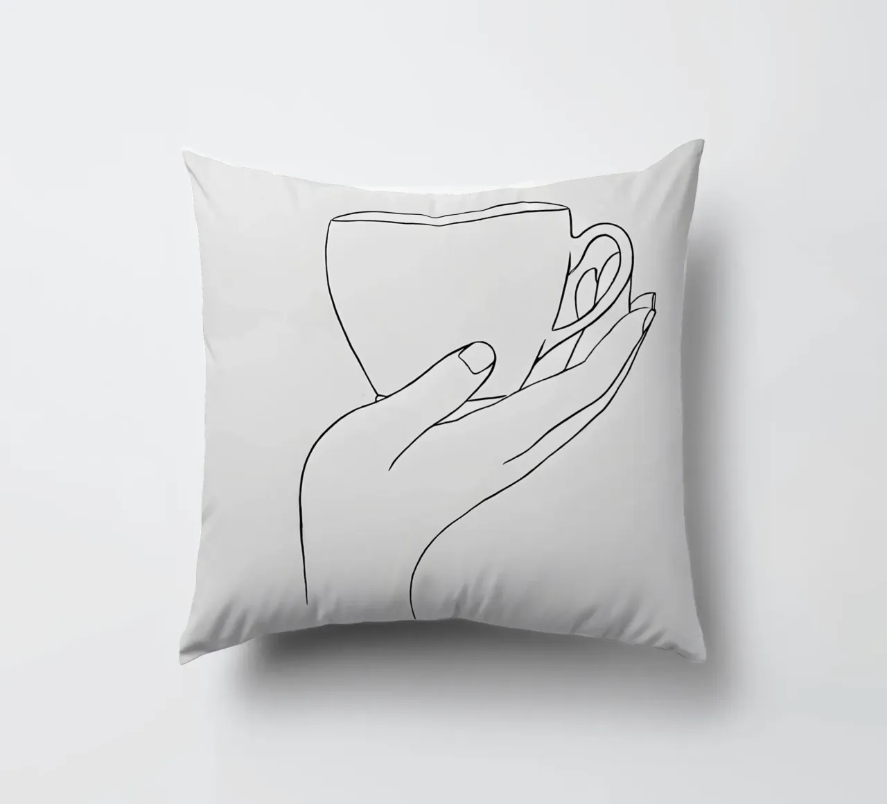 Give Me A Cup Of Tea (Dammi una tazza di tè) Line art minimalista cuscino da Viv Line Art