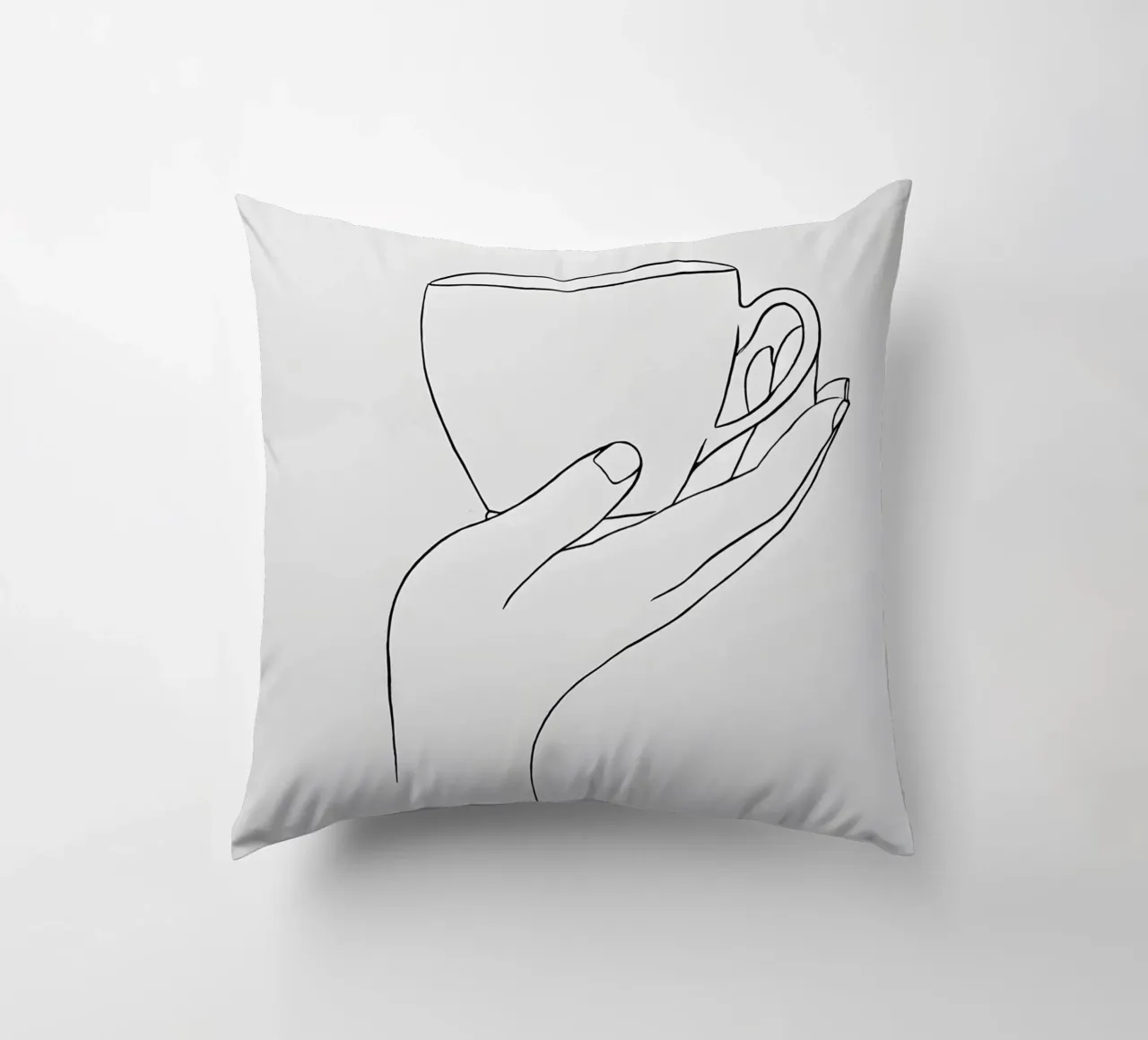 Give Me A Cup Of Tea (Dammi una tazza di tè) Line art minimalista cuscino da Viv Line Art