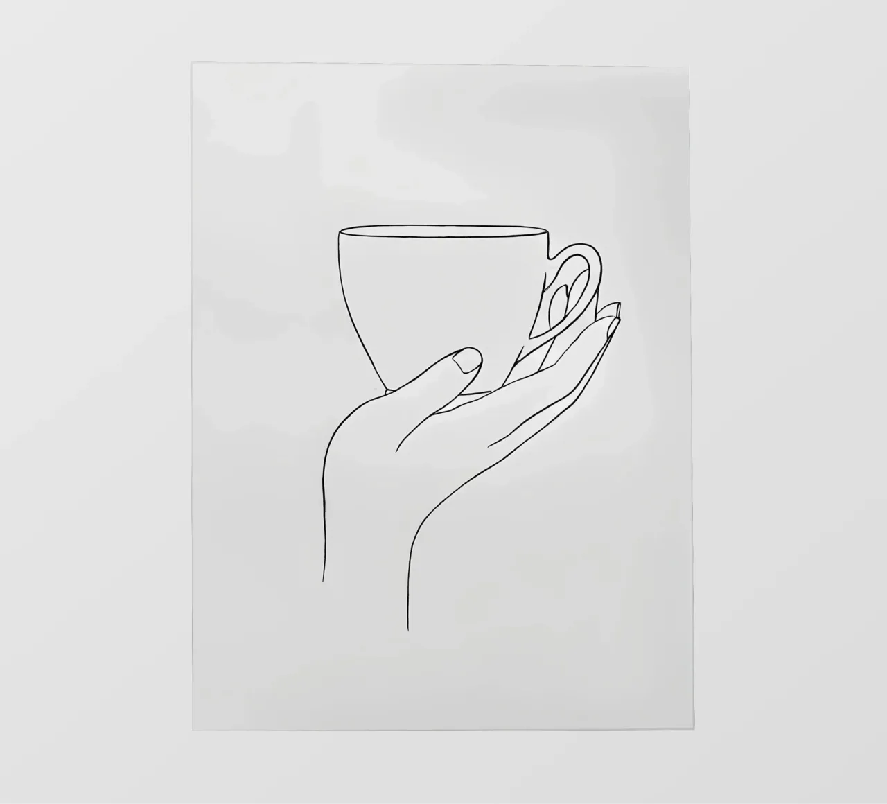 Give Me A Cup Of Tea (Dammi una tazza di tè) Line art minimalista telo in pvc da Viv Line Art
