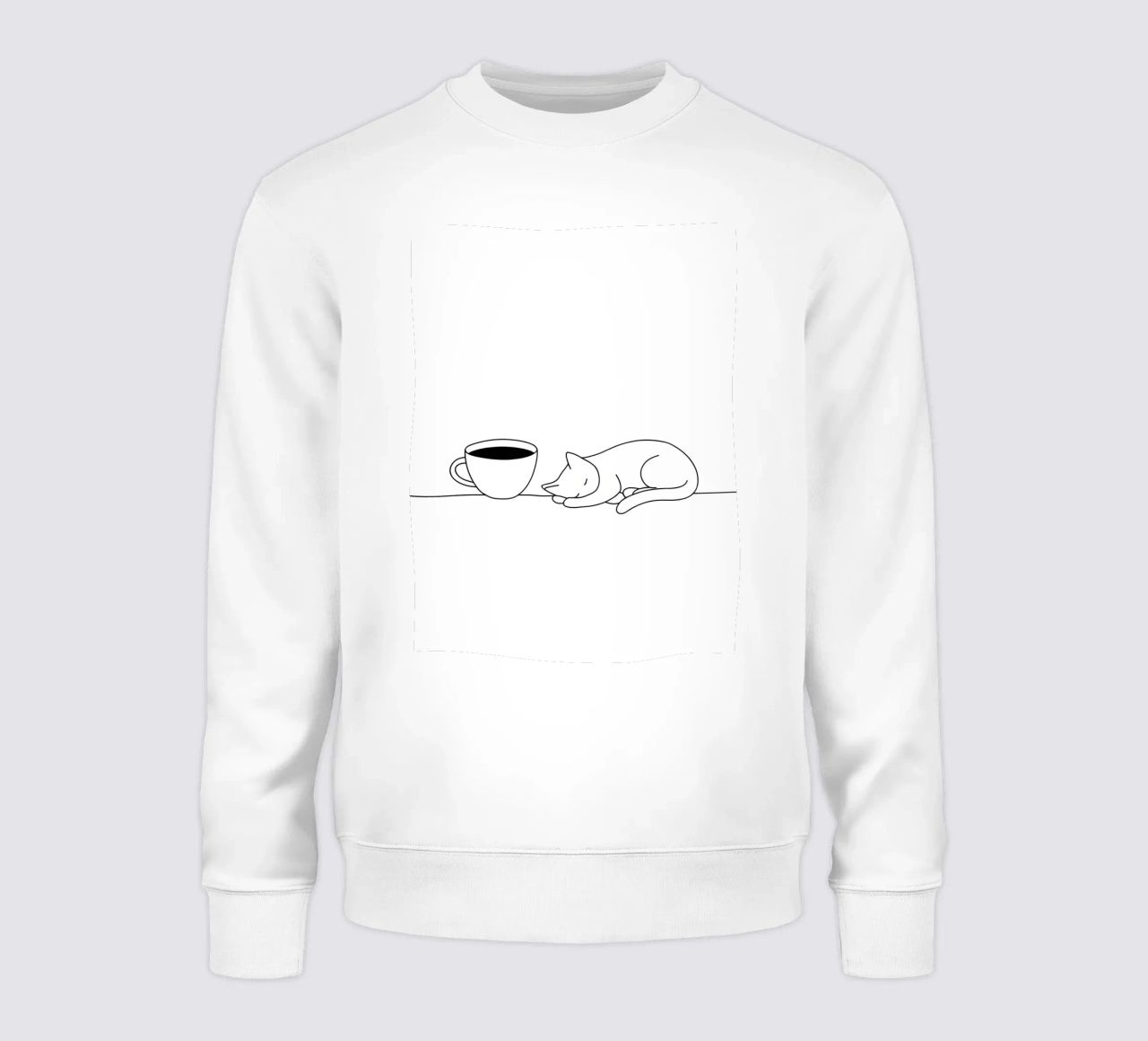Gatto e caffè Line Art minimalista felpa da Viv Line Art