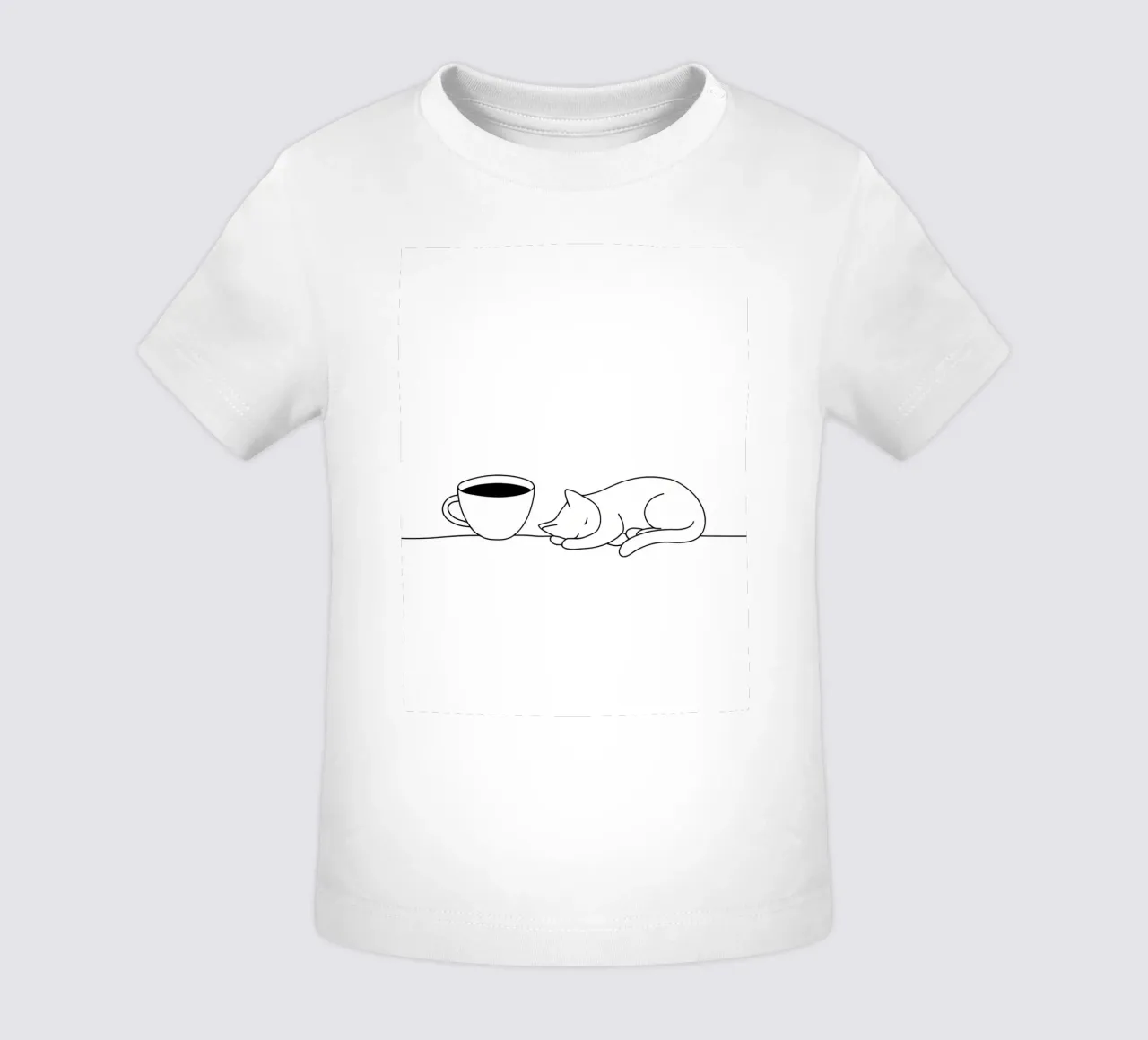 Gatto e caffè Line Art minimalista maglietta neonato da Viv Line Art