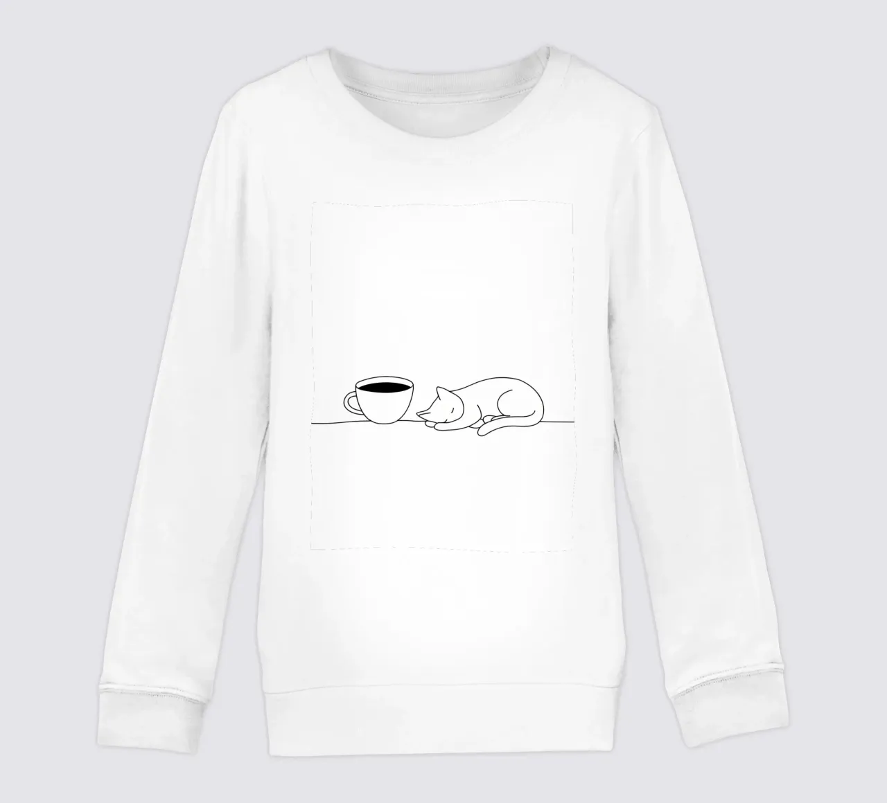 Gatto e caffè Line Art minimalista felpa bambino da Viv Line Art