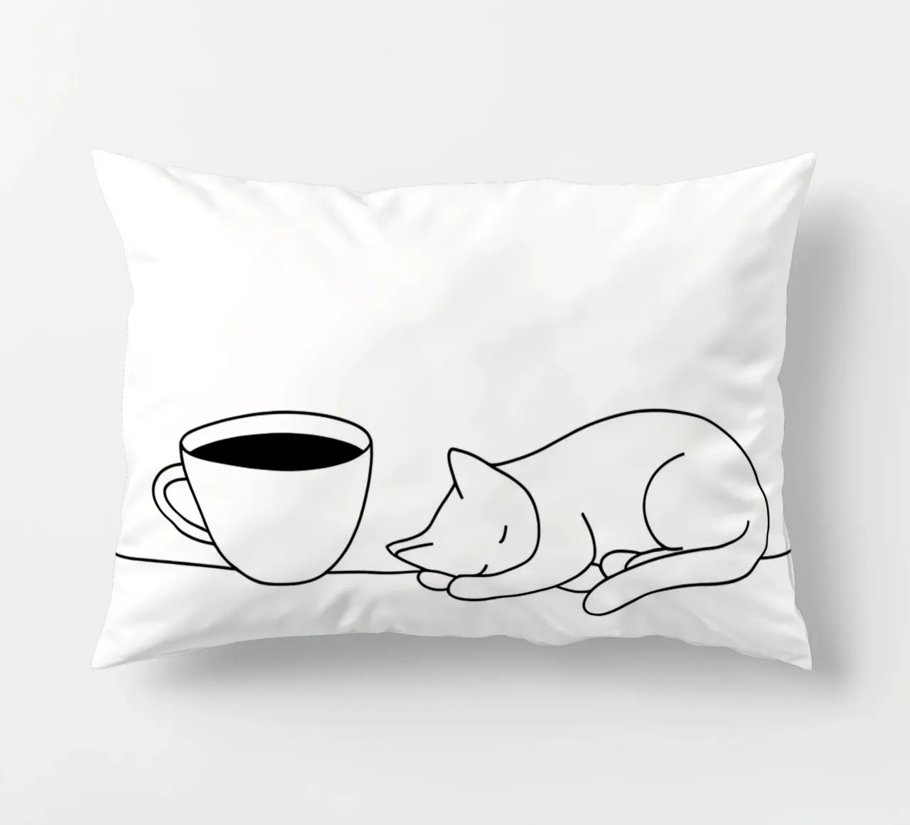 Gatto e caffè Line Art minimalista cuscino da Viv Line Art