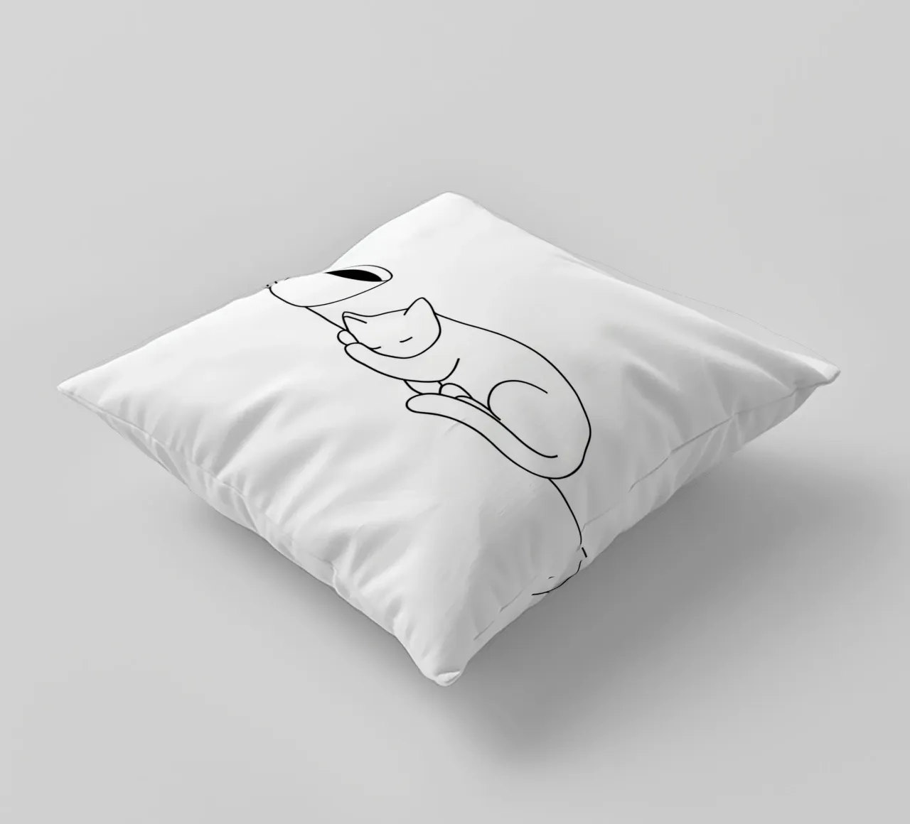 Gatto e caffè Line Art minimalista cuscino da Viv Line Art