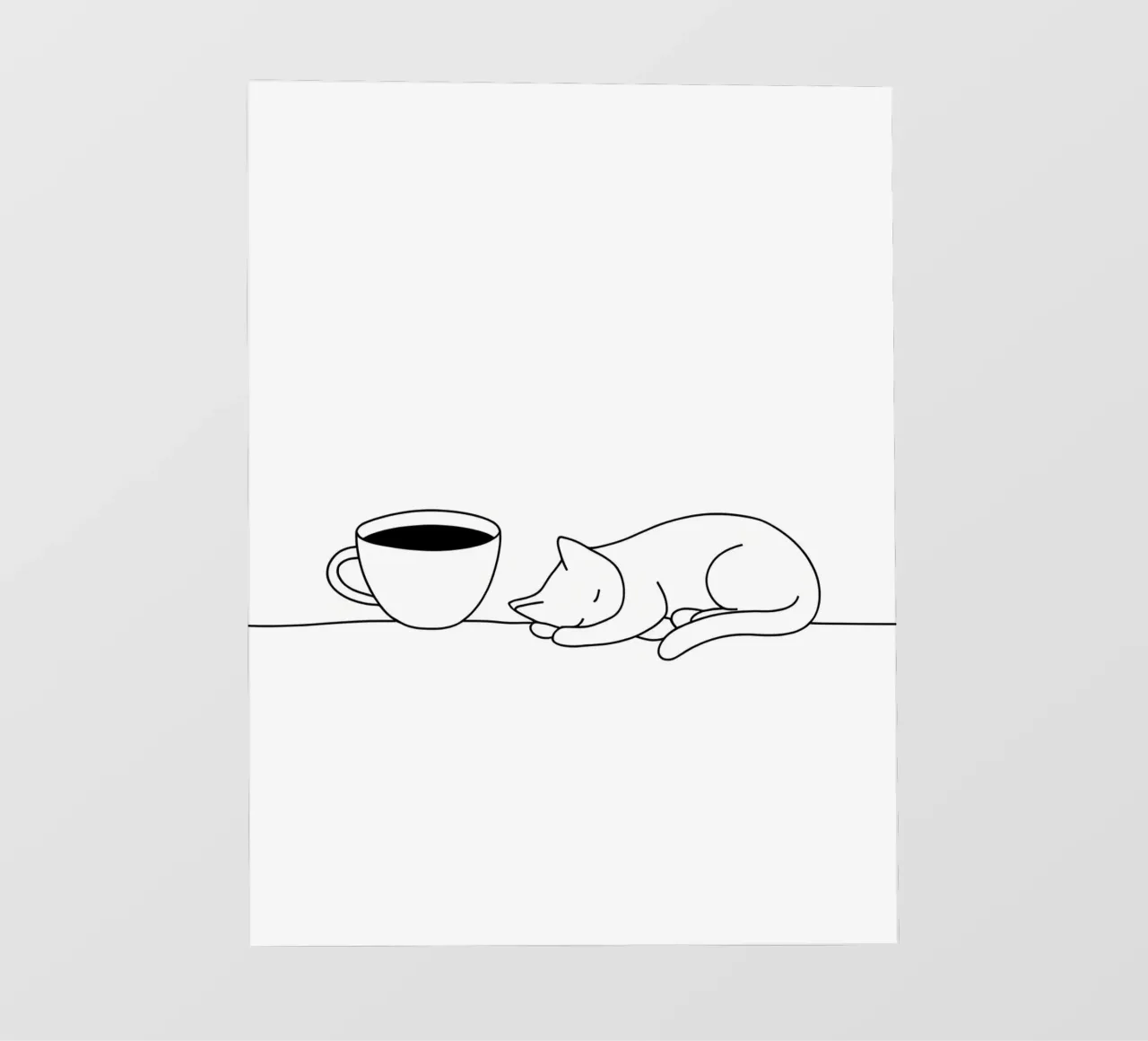 Gatto e caffè Line Art minimalista telo in pvc da Viv Line Art