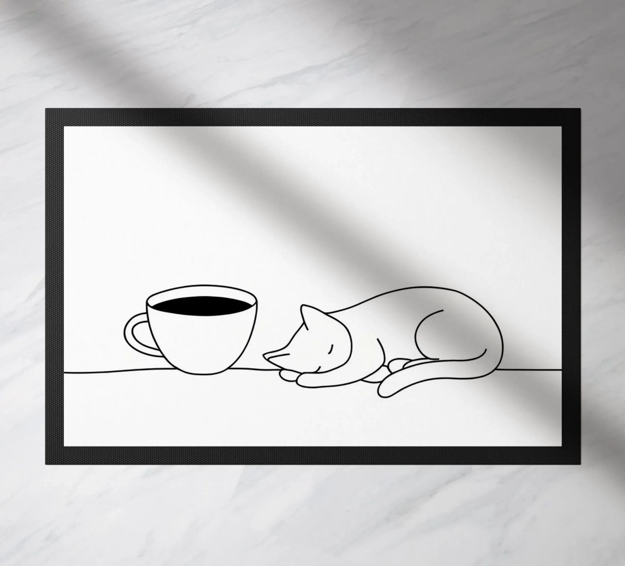 Gatto e caffè Line Art minimalista zerbino da Viv Line Art