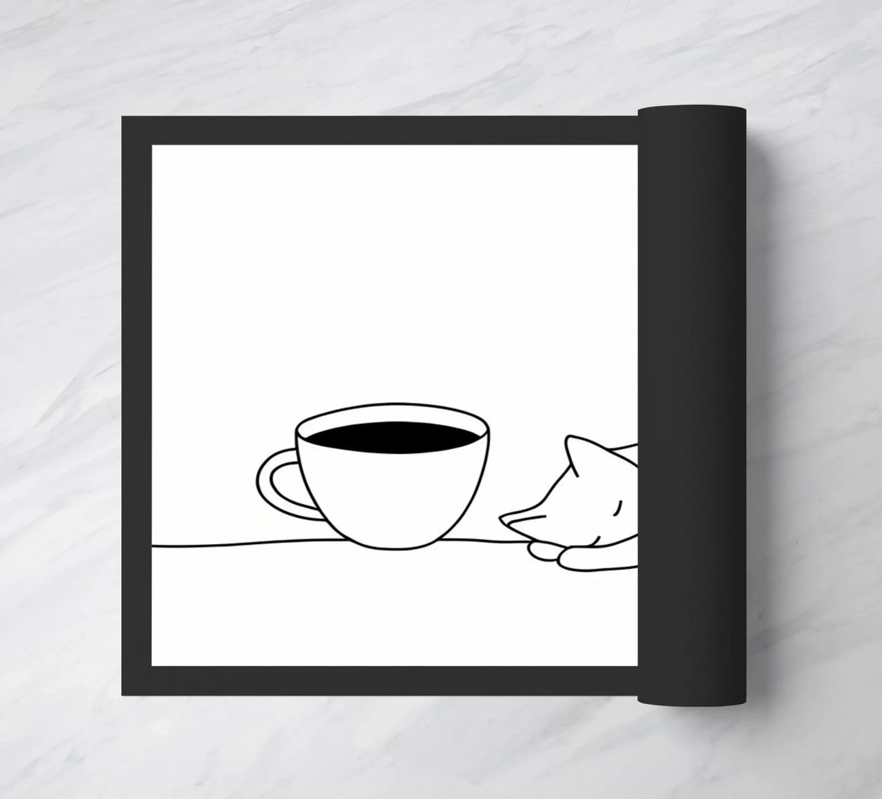 Gatto e caffè Line Art minimalista zerbino da Viv Line Art