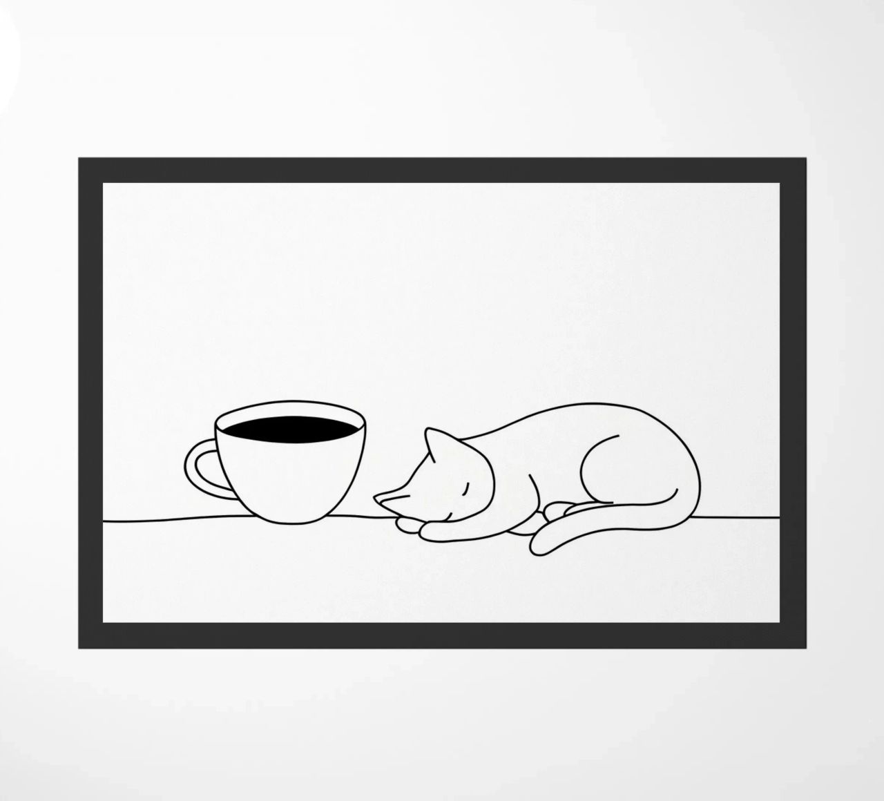 Gatto e caffè Line Art minimalista zerbino da Viv Line Art