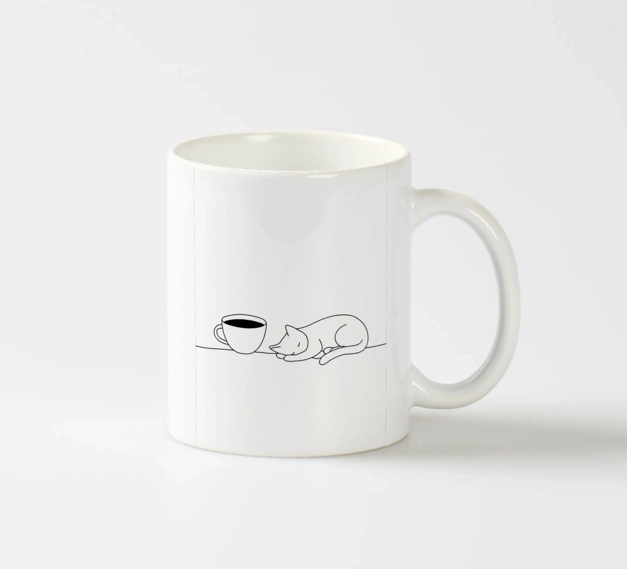 Gatto e caffè Line Art minimalista tazza in ceramica da Viv Line Art