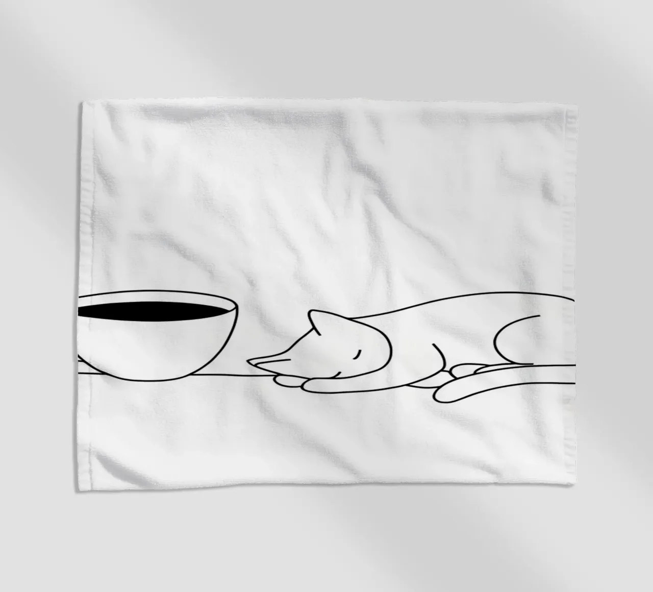 Gatto e caffè Line Art minimalista telo mare da Viv Line Art
