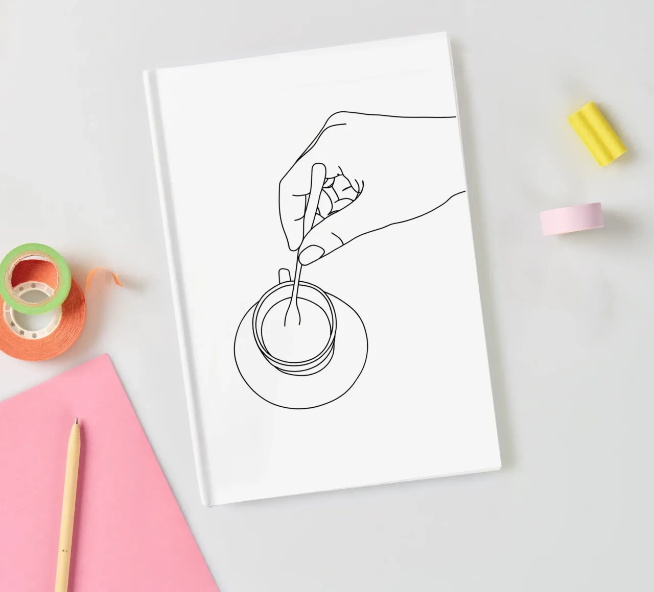 Tea Time Minimalist Line Art notebook by Viv Line Art