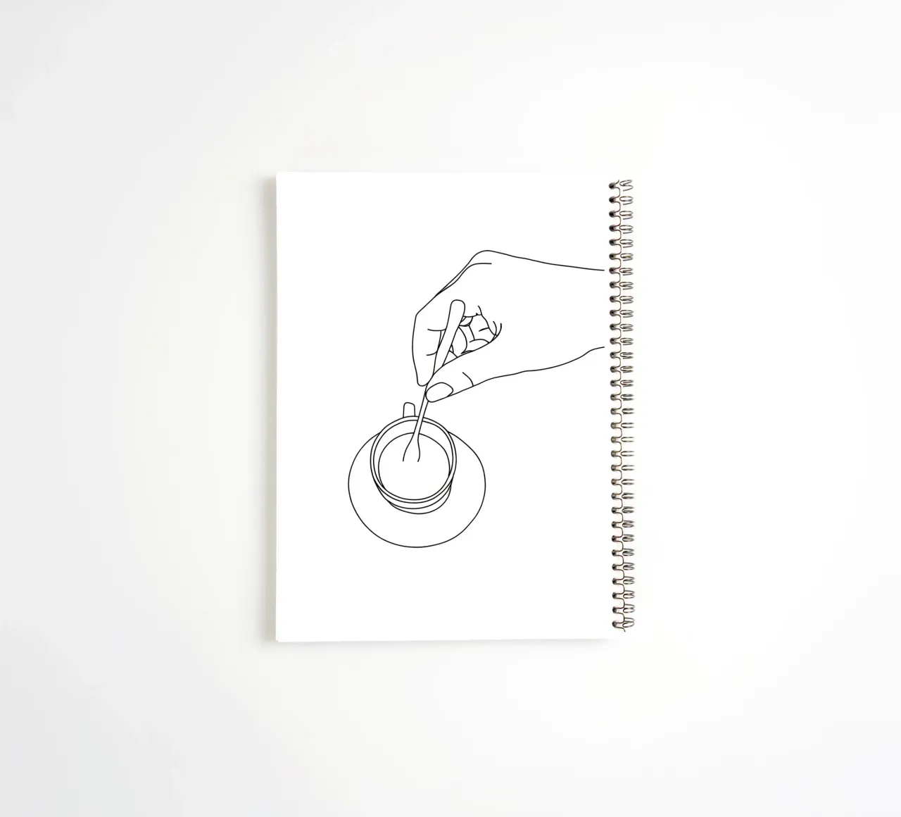 Tea Time Minimalist Line Art spiral notebook by Viv Line Art