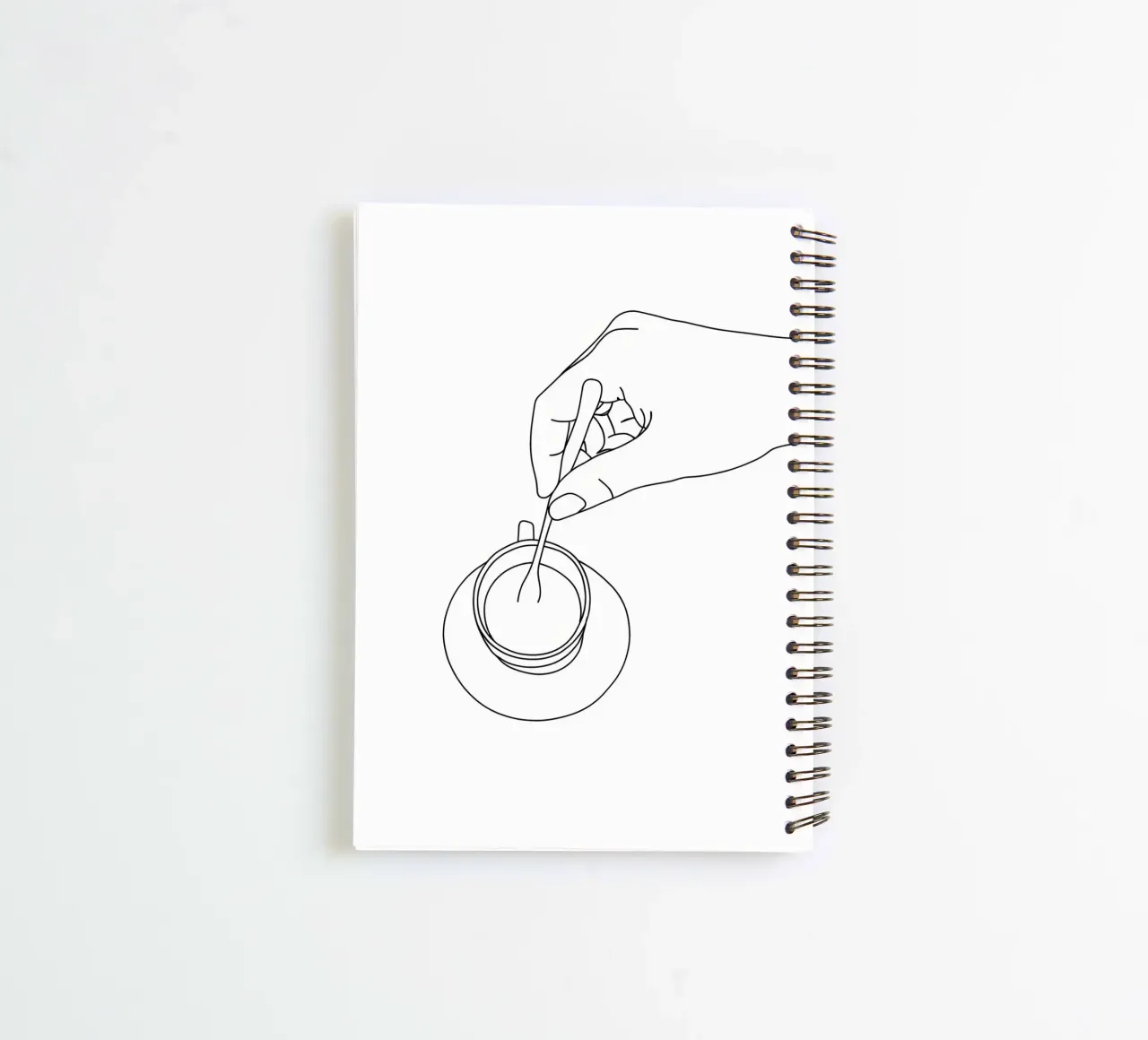 Tea Time Minimalist Line Art spiral notebook by Viv Line Art