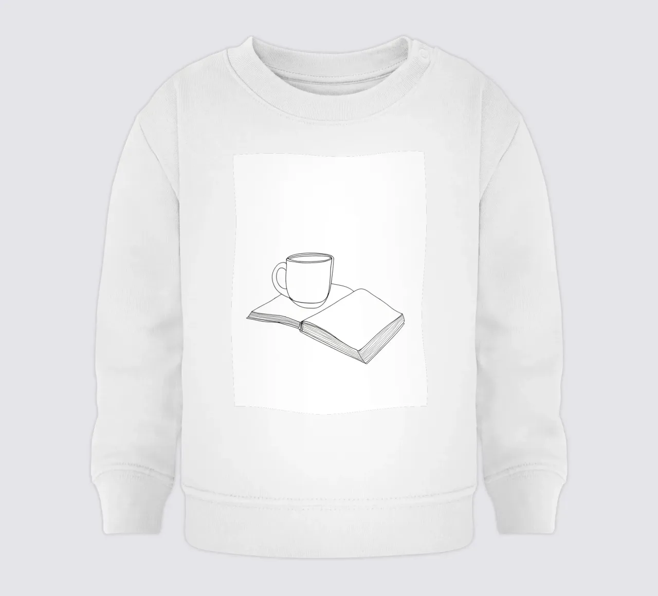 Caffè e libro Line Art minimalista felpa neonato da Viv Line Art
