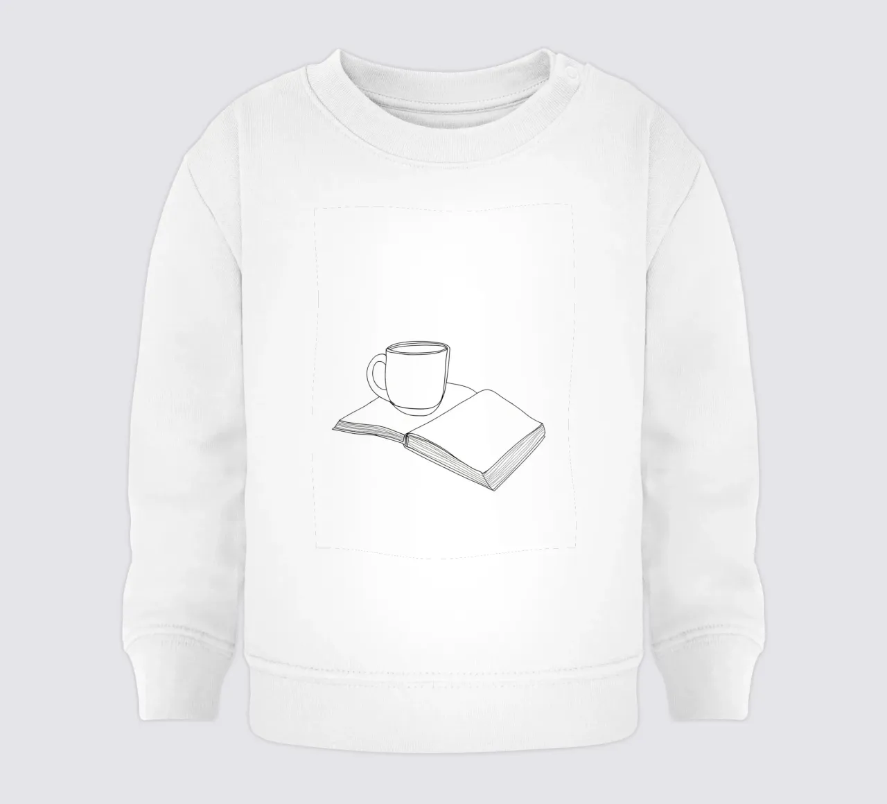 Caffè e libro Line Art minimalista felpa neonato da Viv Line Art