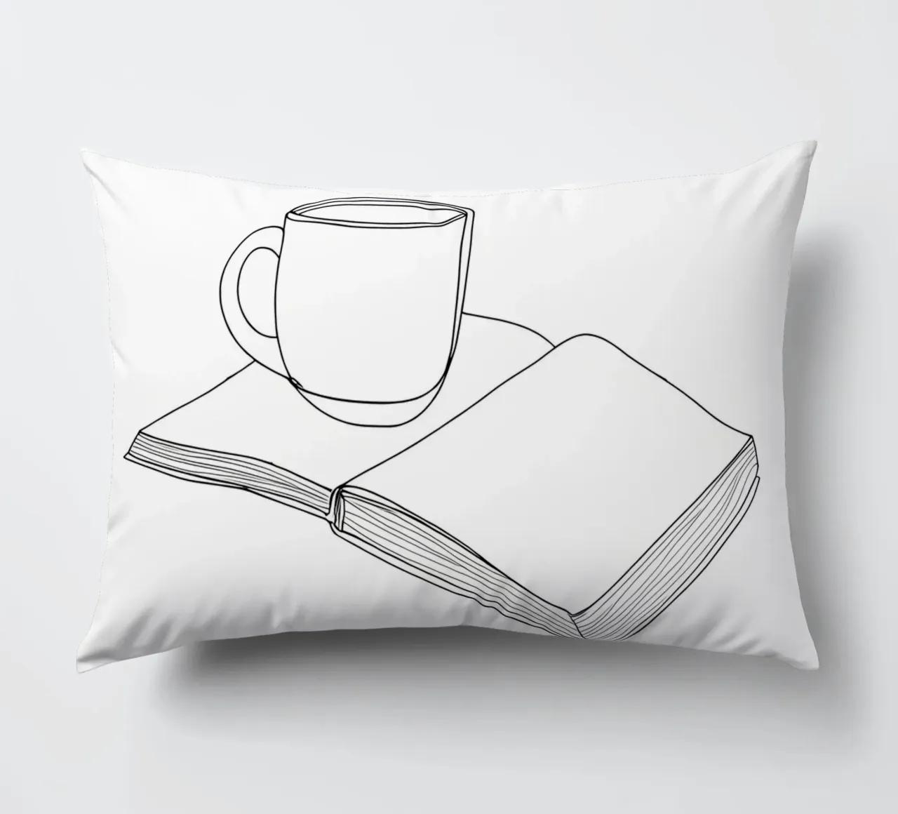 Caffè e libro Line Art minimalista cuscino da Viv Line Art