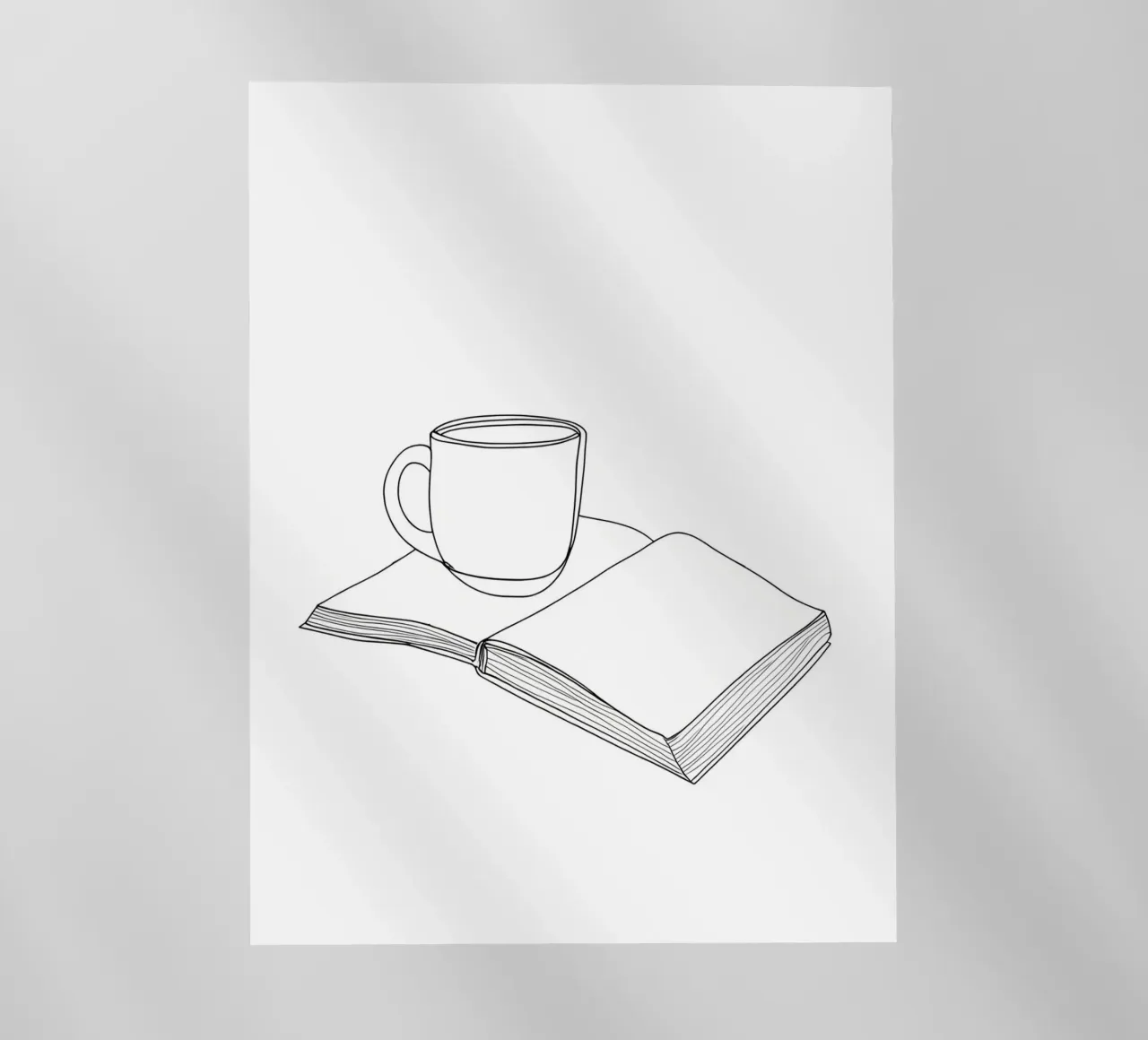 Caffè e libro Line Art minimalista pellicola backlit da Viv Line Art
