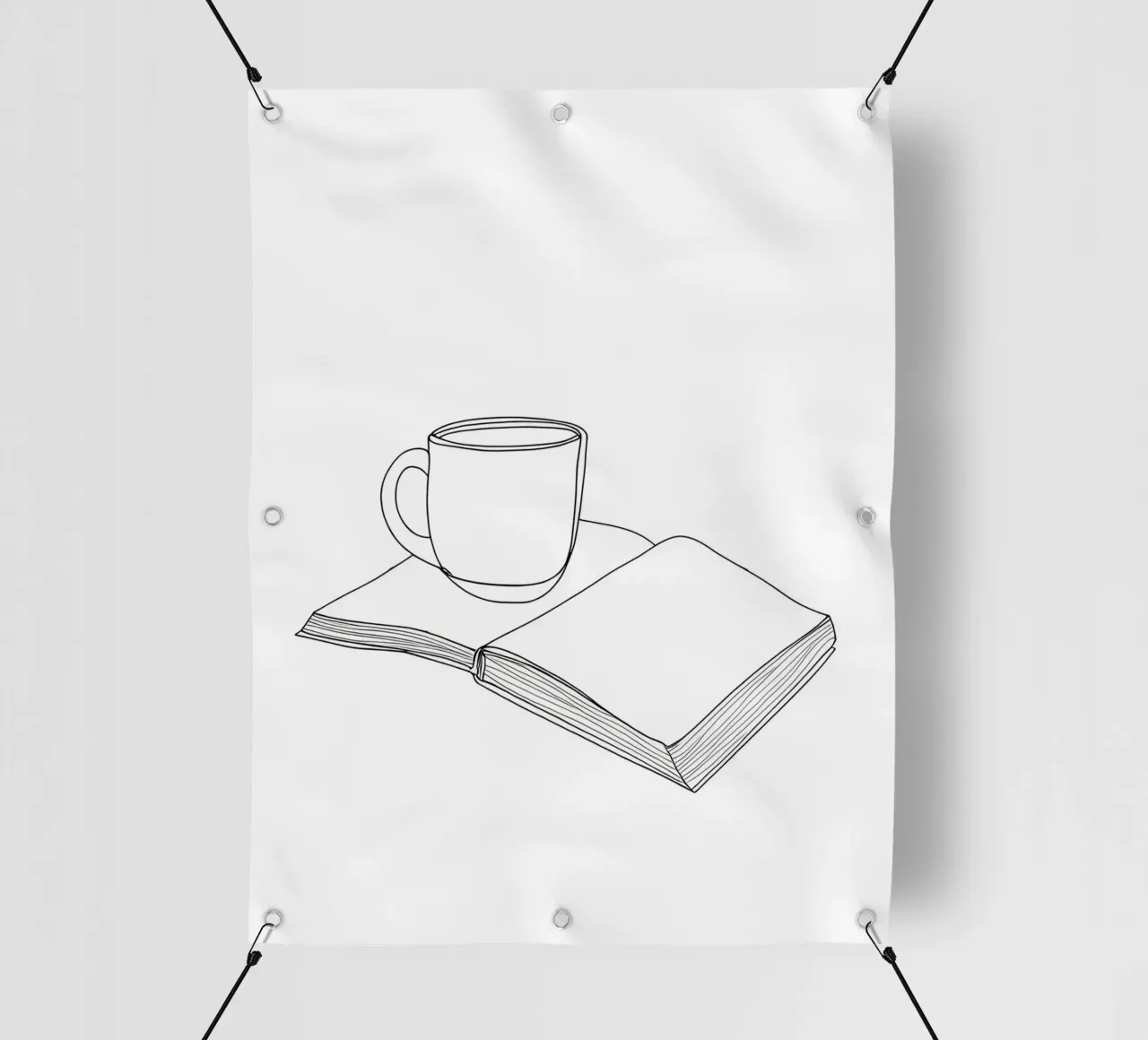 Caffè e libro Line Art minimalista telo in pvc da Viv Line Art