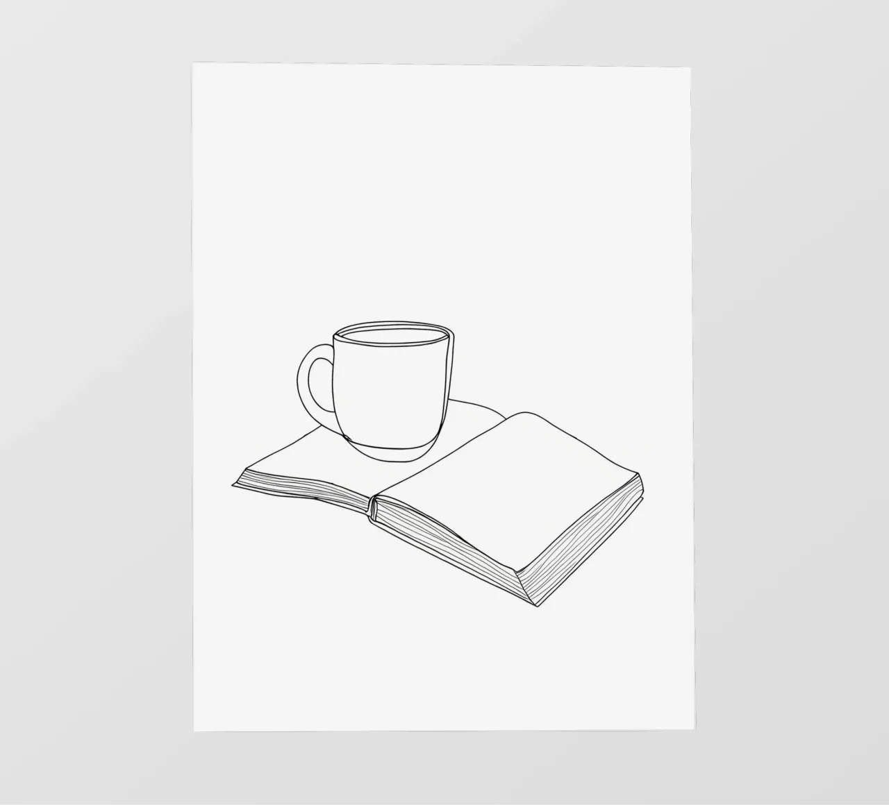 Caffè e libro Line Art minimalista telo in pvc da Viv Line Art