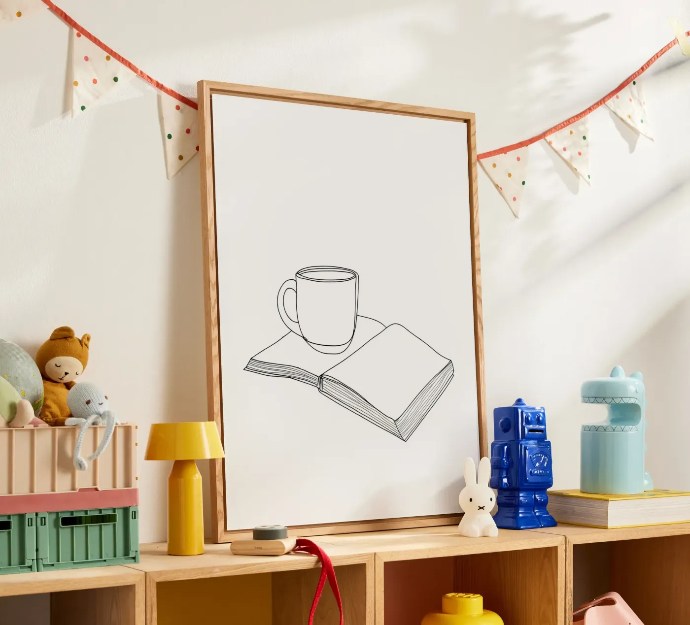 Coffee And Book Minimalist Line Art plexiglass da Viv Line Art