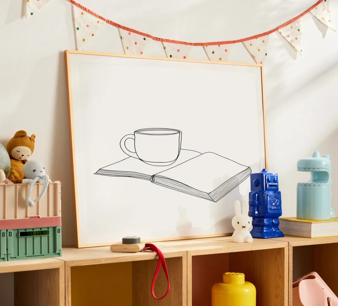 Caffè e libro Line Art minimalista carta hahnemühle da Viv Line Art