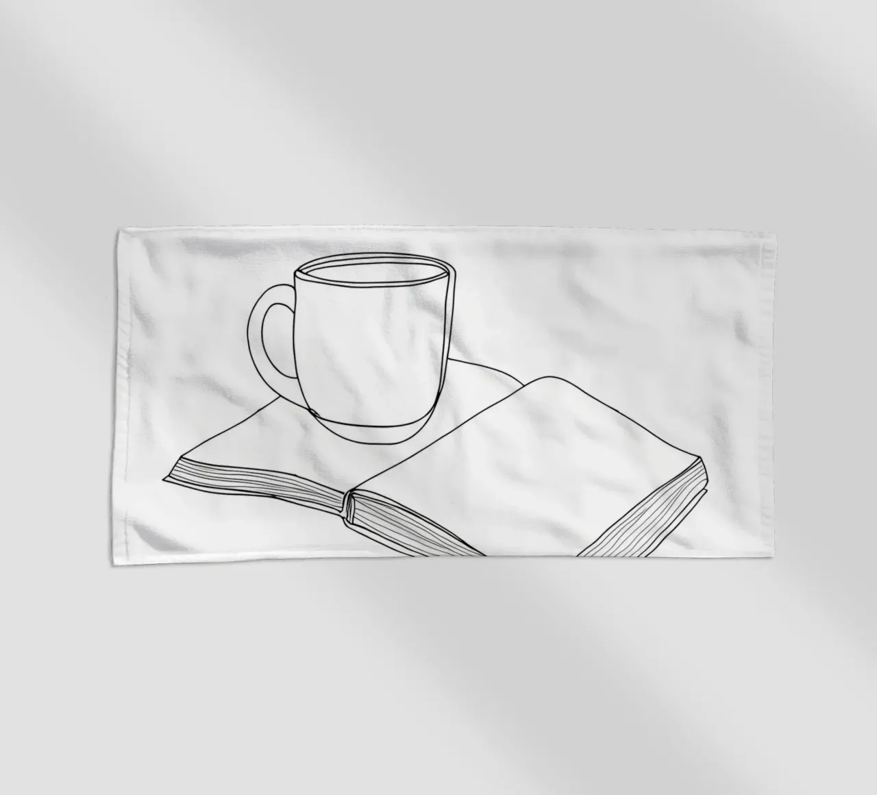 Caffè e libro Line Art minimalista telo mare da Viv Line Art